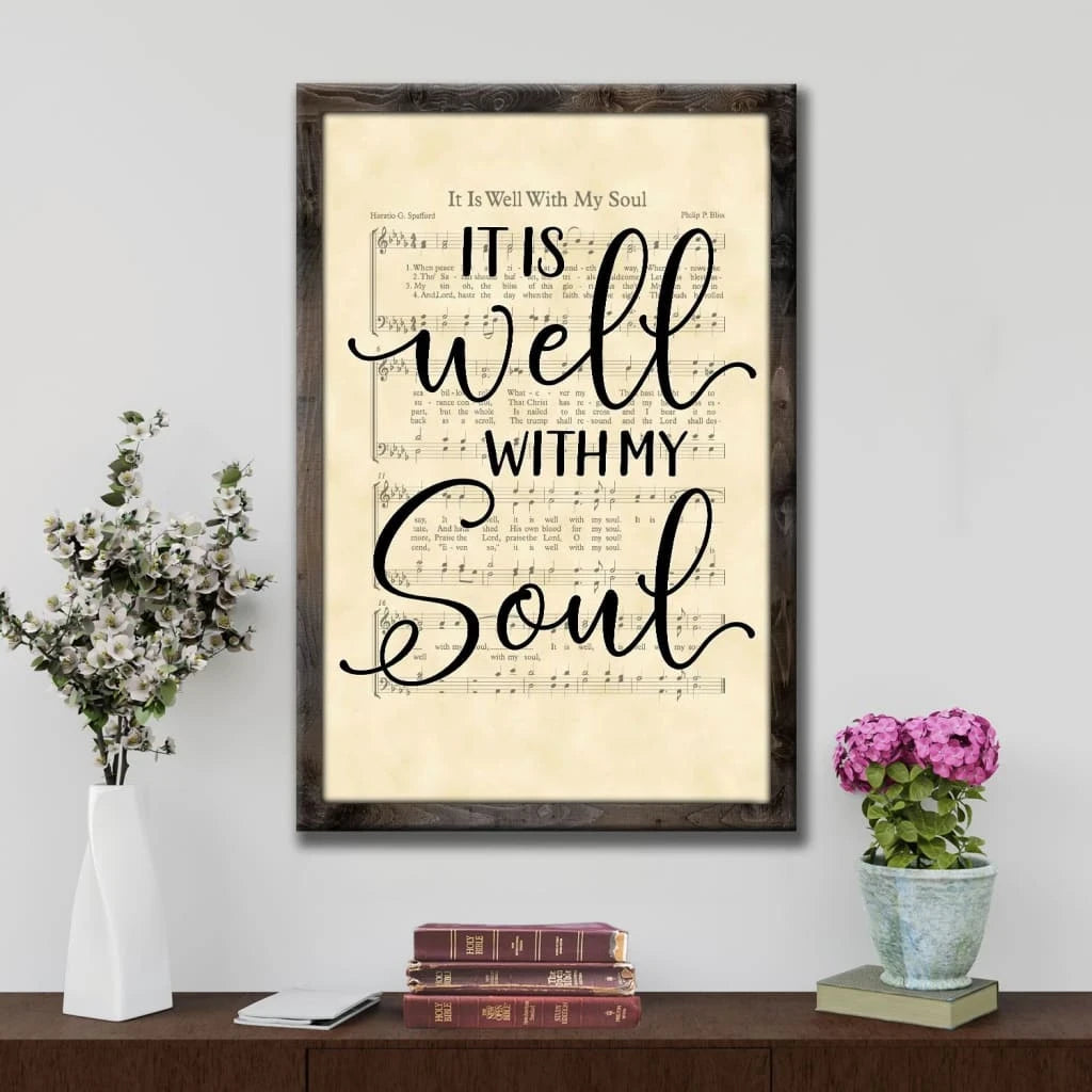 it is well with my soul hymn sheet music christian wall art canvas (view 2)