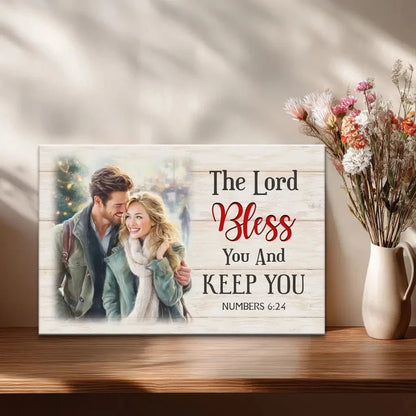 the lord bless you keep you christian wall art canvas with custom photo (Landscape)