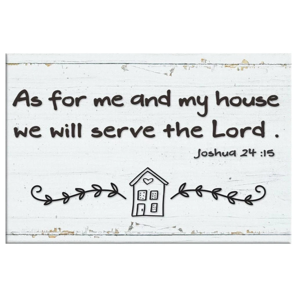 christian wall art as for me and my house we will serve the lord canvas modern farmhouse (Landscape)