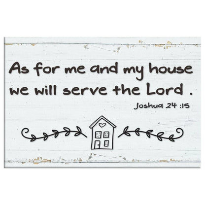 christian wall art as for me and my house we will serve the lord canvas modern farmhouse (Landscape)