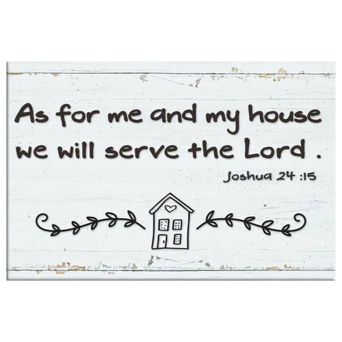 christian wall art as for me and my house we will serve the lord canvas modern farmhouse (Landscape)