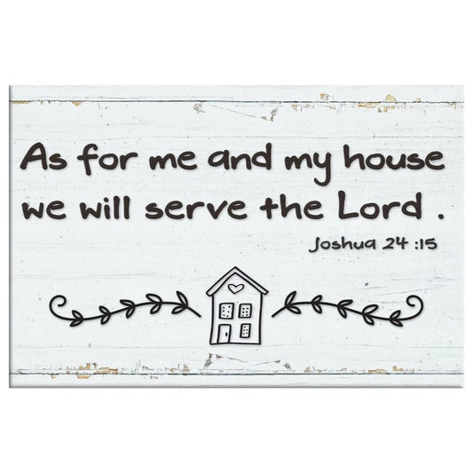 christian wall art as for me and my house we will serve the lord canvas modern farmhouse (Landscape)