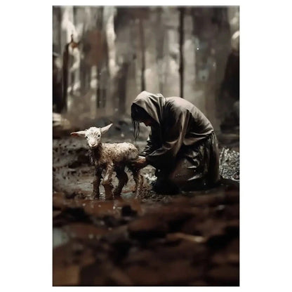 jesus rescues lost lamb wall art canvas (Landscape) (view 6)