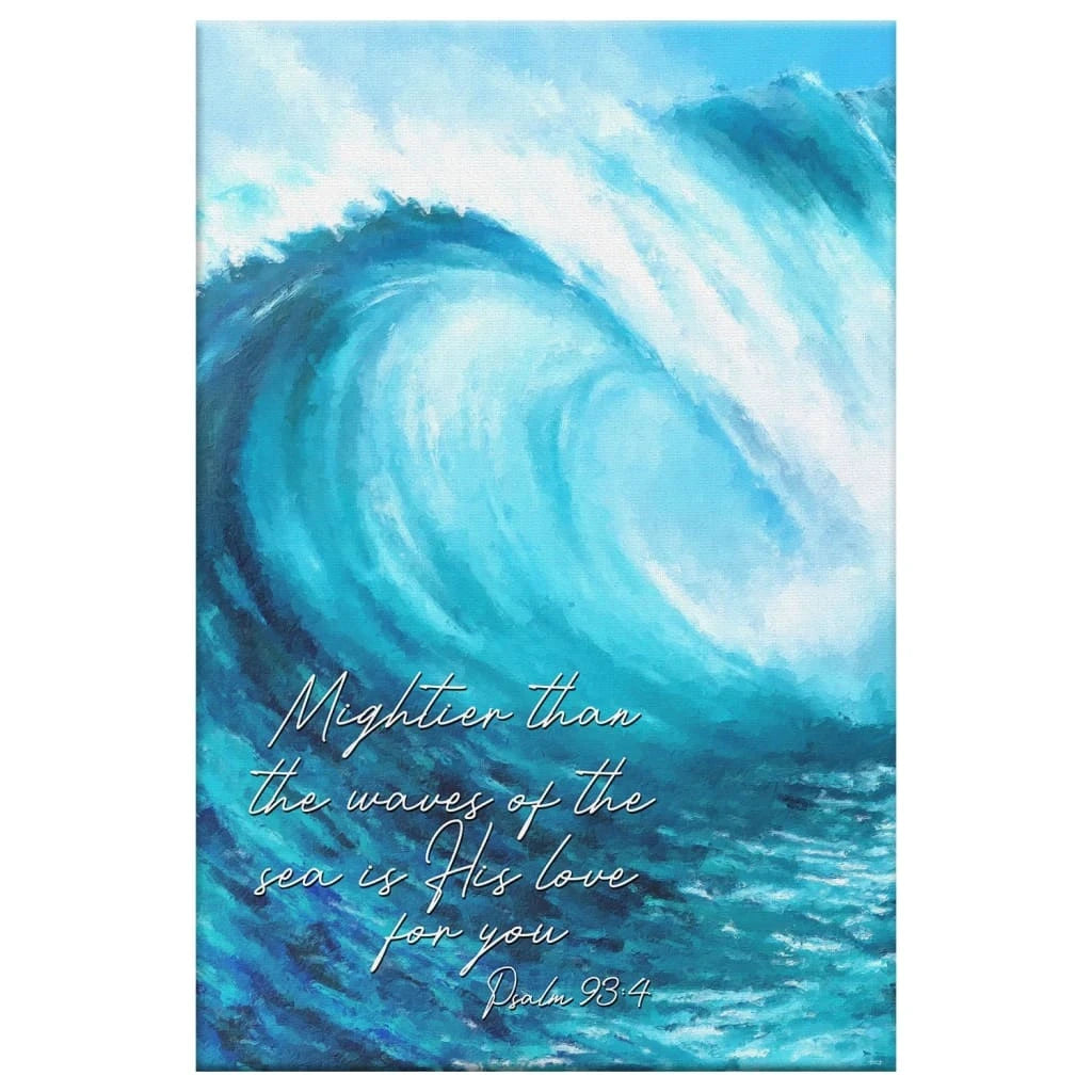 mightier than the waves of the sea christian wall art canvas (view 2)