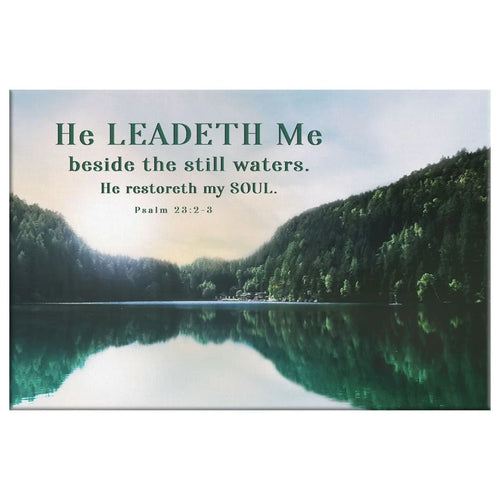 psalm 23 2 3 he leadeth me beside the still waters wall art canvas (Landscape)