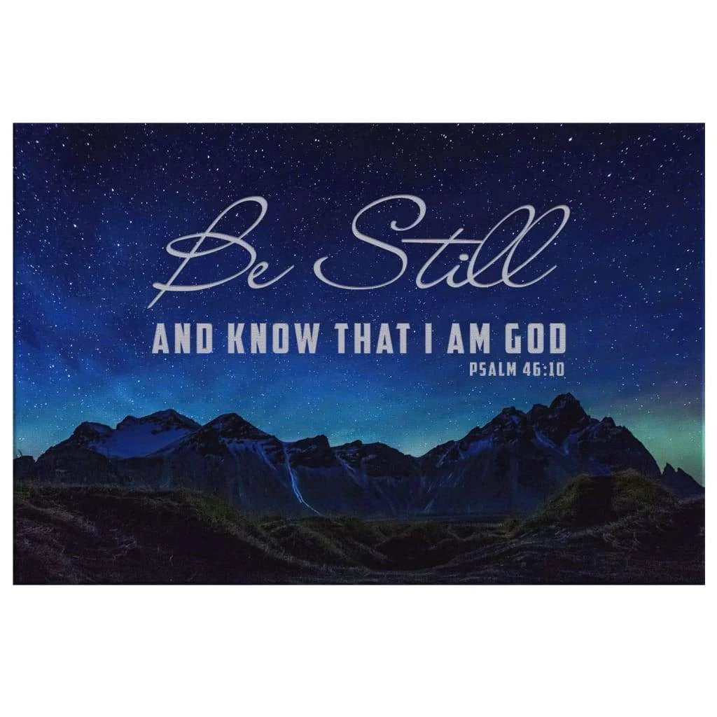 psalm 46 10 be still know that i am god mountain stars wall art canvas (Landscape) (view 3)