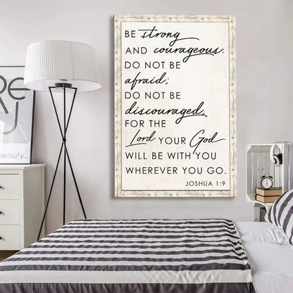 christian wall art be strong and courageous joshua 1 9 wall art canvas print (Landscape) (view 3)