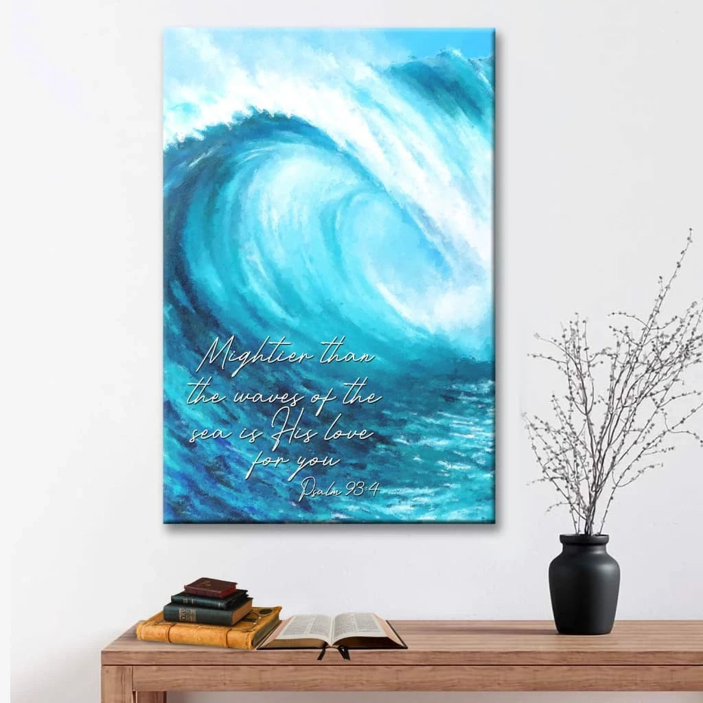mightier than the waves of the sea christian wall art canvas (view 3)