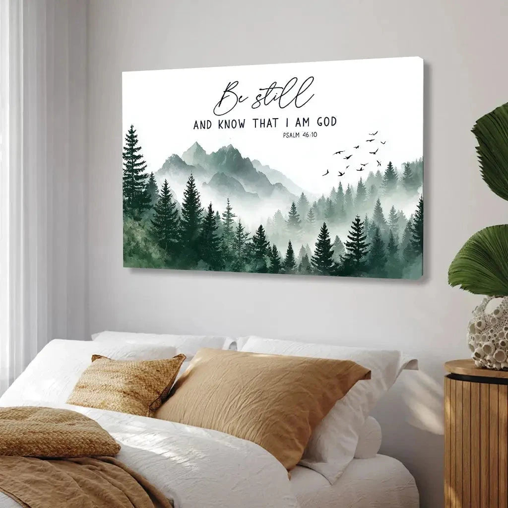 be still and know that i am god psalm 46 10 mountain christian wall art canvas (Landscape) (view 4)