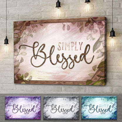 rustic simply blessed canvas wall art christian wall decor (Landscape) (view 3)