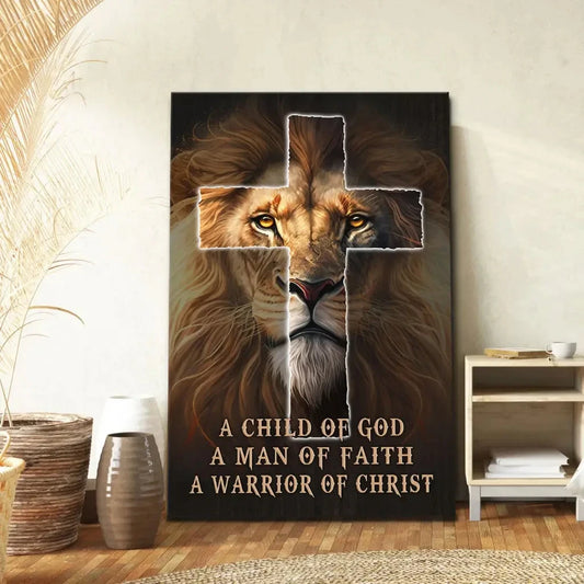 christian wall art a child of god a man of faith a warrior of christ canvas