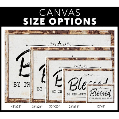 christian wall art rustic blessed by the amazing grace of god canvas print (Landscape) (view 2)