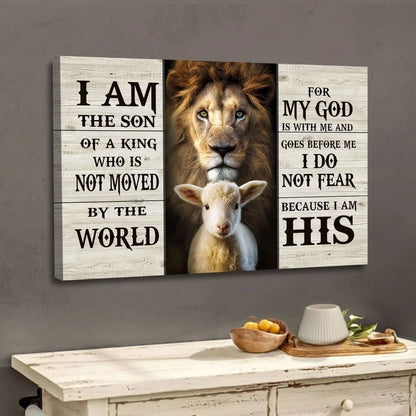 lion and lamb picture i am the son of a king christian wall art canvas (Landscape) (view 2)