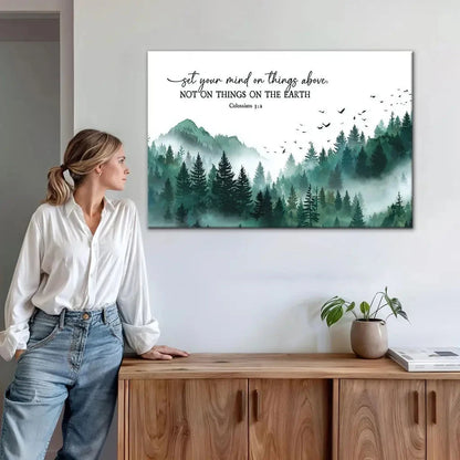 colossians 3 2 set your mind on things above wall art canvas (Landscape) (view 2)