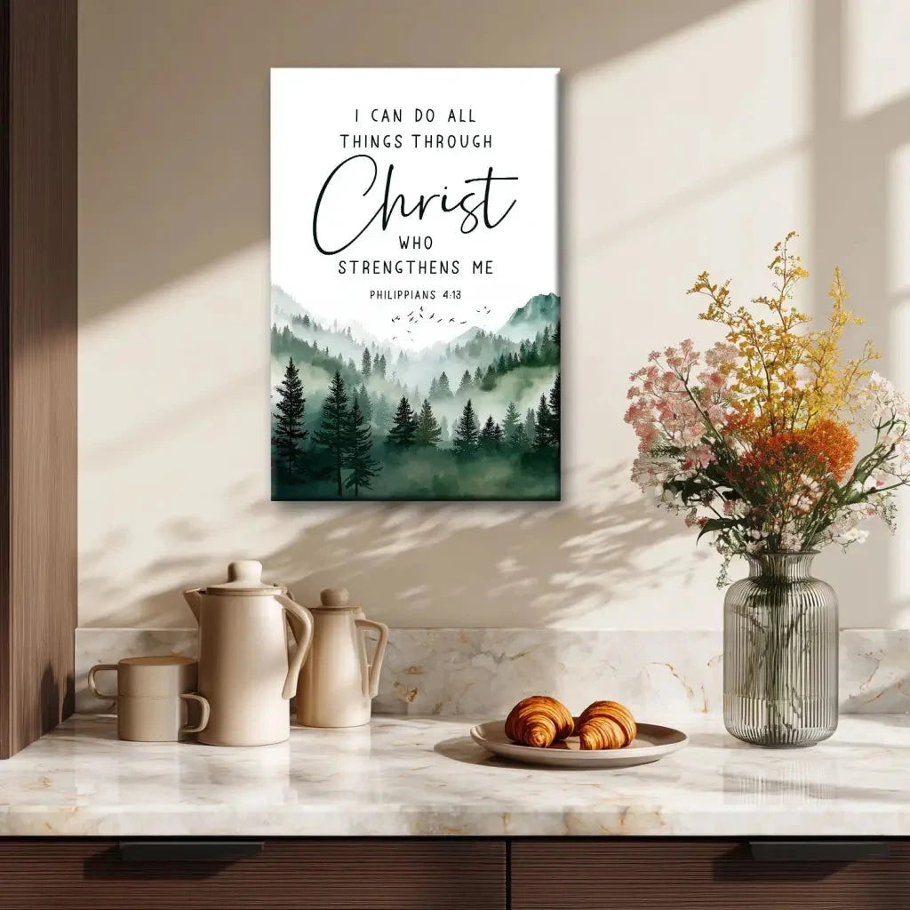 philippians 4 13 i can do all things through christ wall art canvas print (Landscape) (view 2)