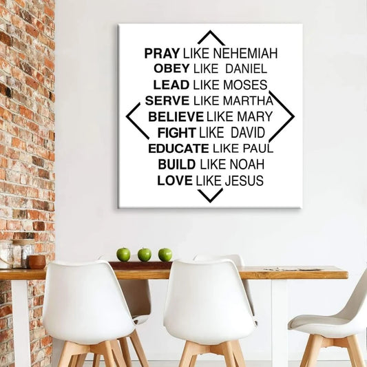 rustic christian wall art pray like nehemiah obey like daniel canvas wall art (Landscape)