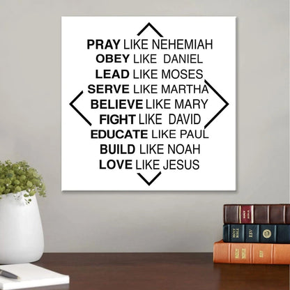 rustic christian wall art pray like nehemiah obey like daniel canvas wall art (Landscape) (view 6)