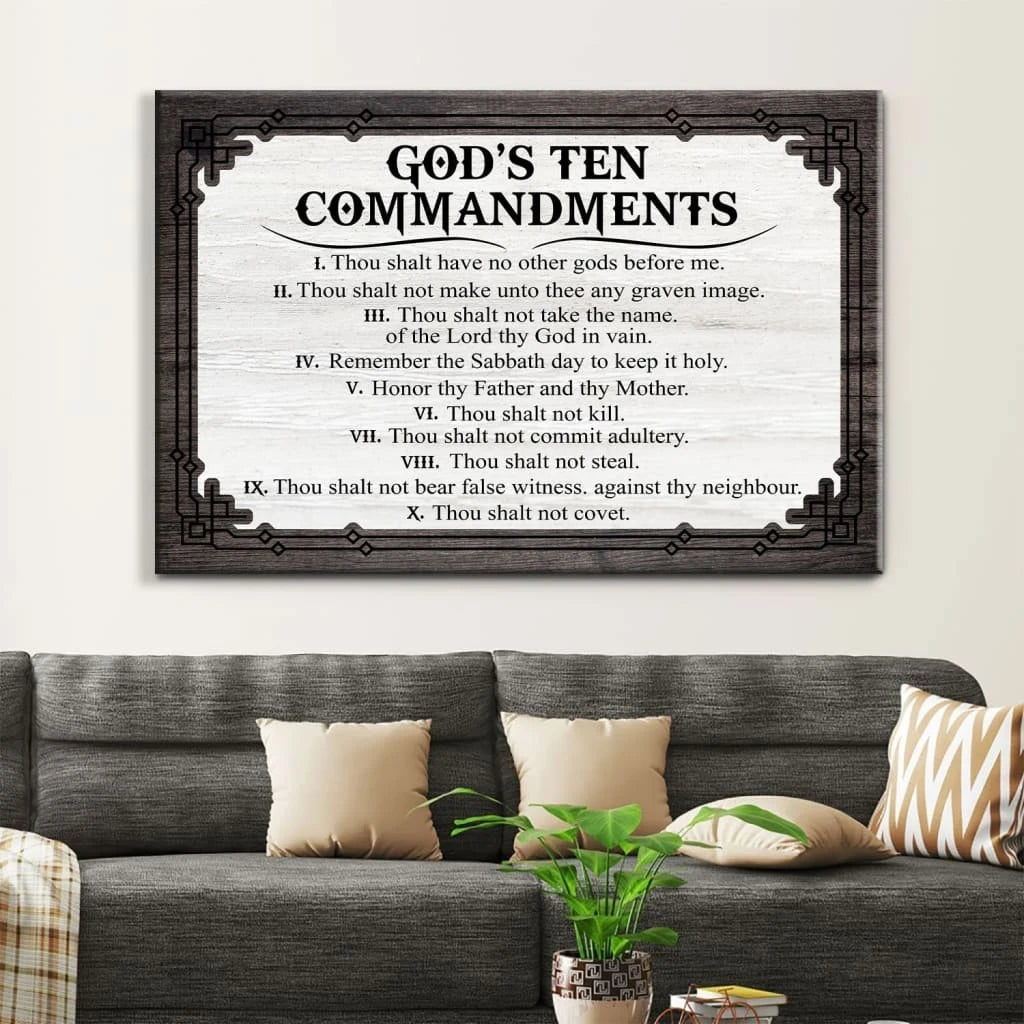 god s ten commandments wall art canvas (Landscape) (view 3)