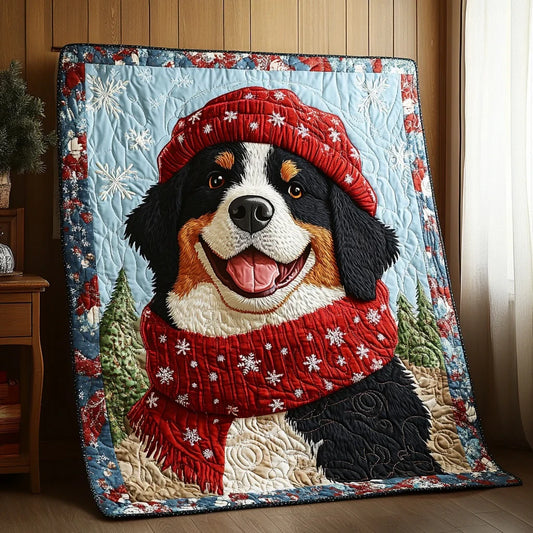 Christmas Bernese Mountain Quilt Blanket