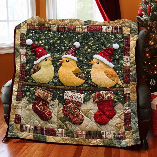 Christmas Bird Quilt Blanket
