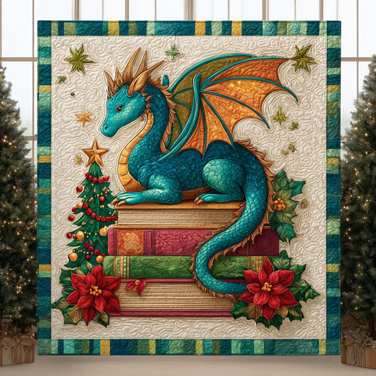 Christmas Book Dragon Quilt Blanket