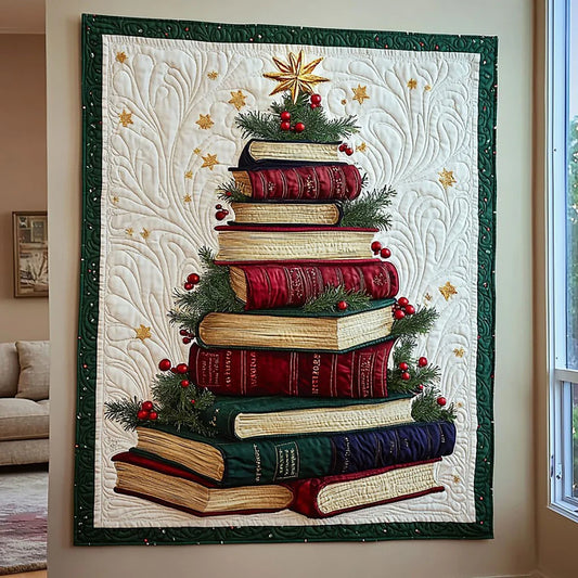 Christmas Book Tree Quilt Blanket