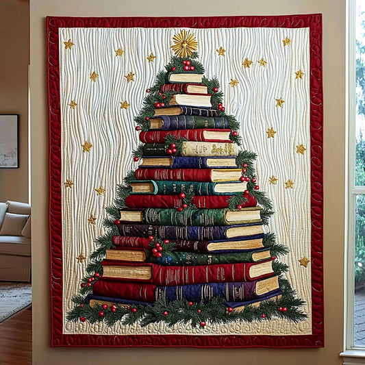 Christmas Book Tree Quilt Blanket
