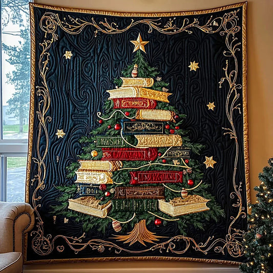 Christmas Book Tree Quilt Blanket