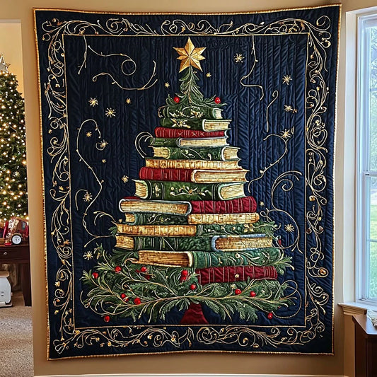 Christmas Book Tree Quilt Blanket
