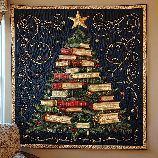 Christmas Book Tree Quilt Blanket