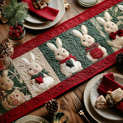 Christmas Bunny Quilted Table Runner