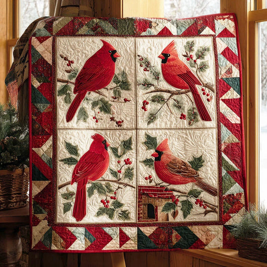 Christmas Cardinal Quilt Blanket