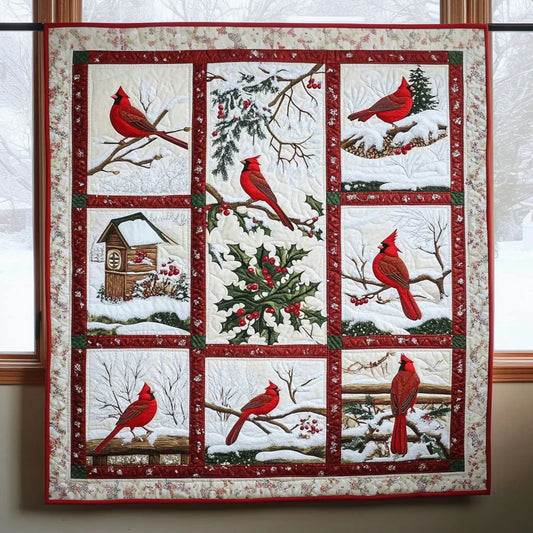 Christmas Cardinals Quilt Blanket