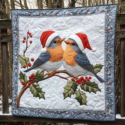 Christmas Carol European Robin Quilt Blanket
