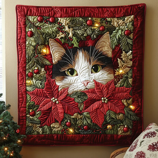 Christmas Cat Hiding Quilt Blanket