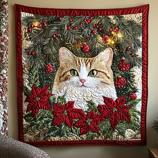 Christmas Cat Hiding Quilt Blanket