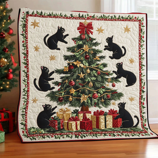 Christmas Cat Tree Quilt Blanket