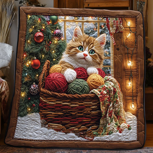 Christmas Cat Yarn Quilt Blanket