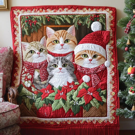 Christmas Cats Quilt Blanket