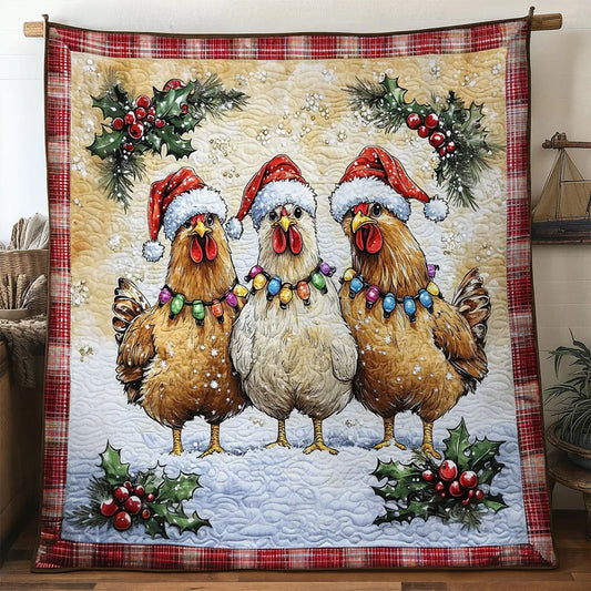 Christmas Chicken Bless Quilt Blanket