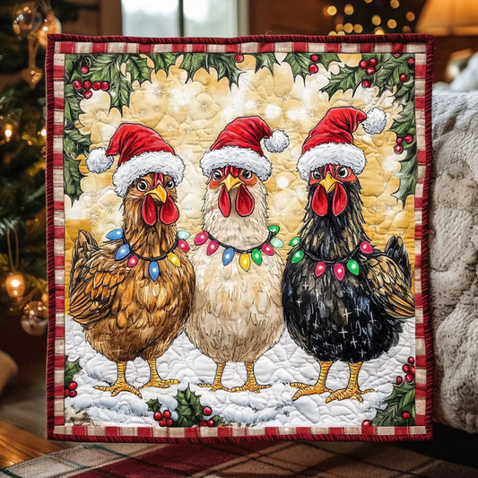 Christmas Chicken Eve Quilt Blanket
