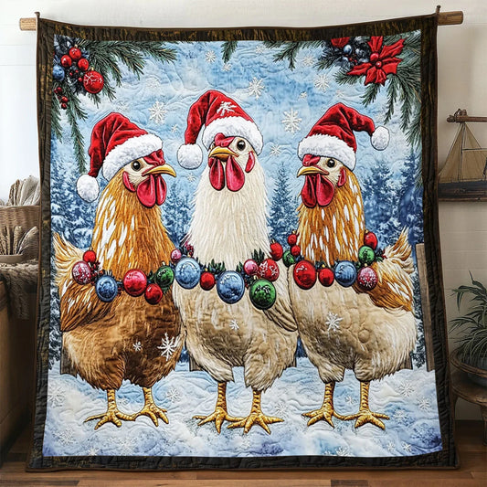 Christmas Chicken Night Quilt Blanket