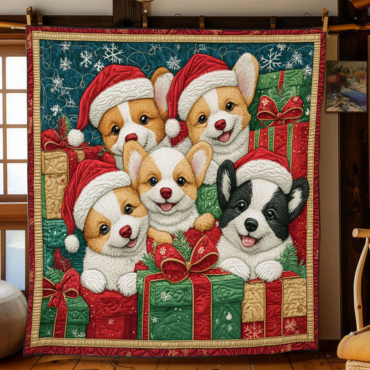 Christmas Corgis Quilt Blanket