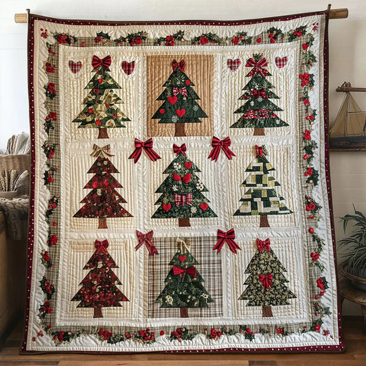 Christmas Cottage Tree Quilt Blanket