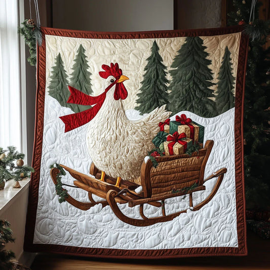 Christmas Courier Rooster Quilt Blanket