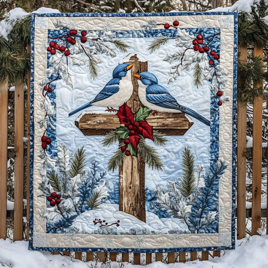 Christmas Cross Bluebird Quilt Blanket