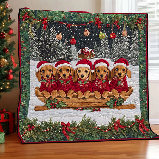 Christmas Dachshund Quilt Blanket