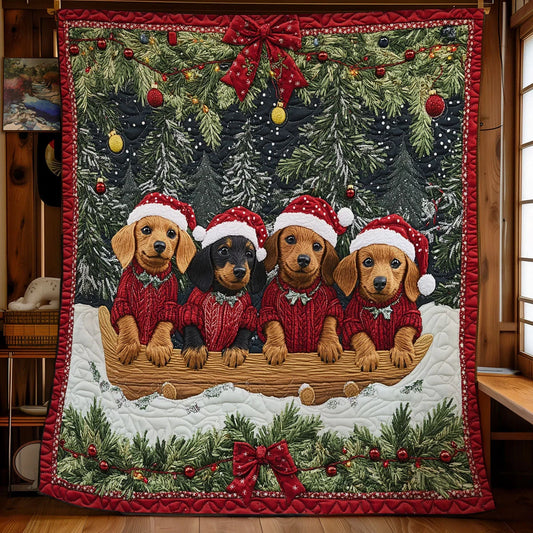 Christmas Dachshund Quilt Blanket