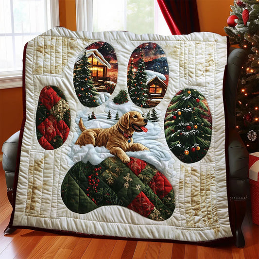 Christmas Day Golden Quilt Blanket