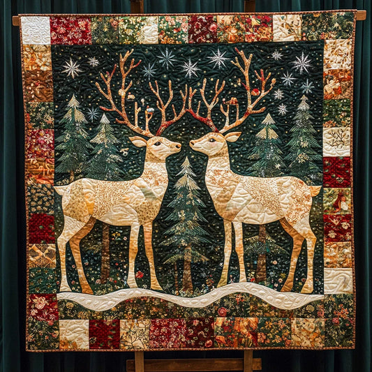 Christmas Deer Quilt Blanket